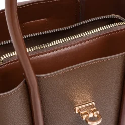Borsa a Mano da Donna Marrone con Dettagli Oro Lora Ferres