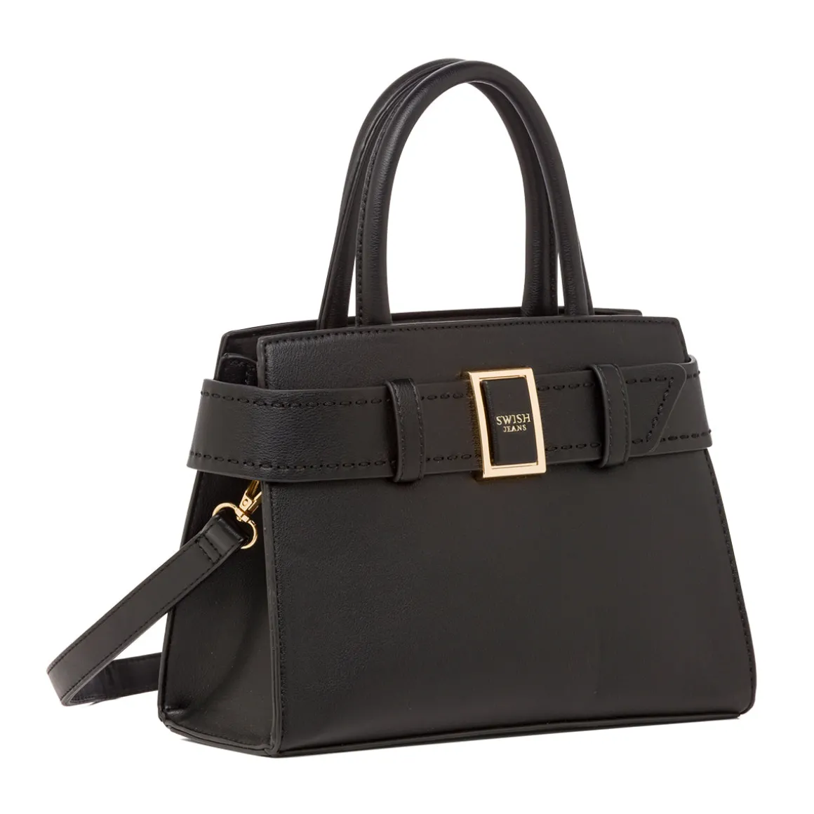 Borsa a Mano da Donna Nera con Fibbia Elegante Swish Jeans
