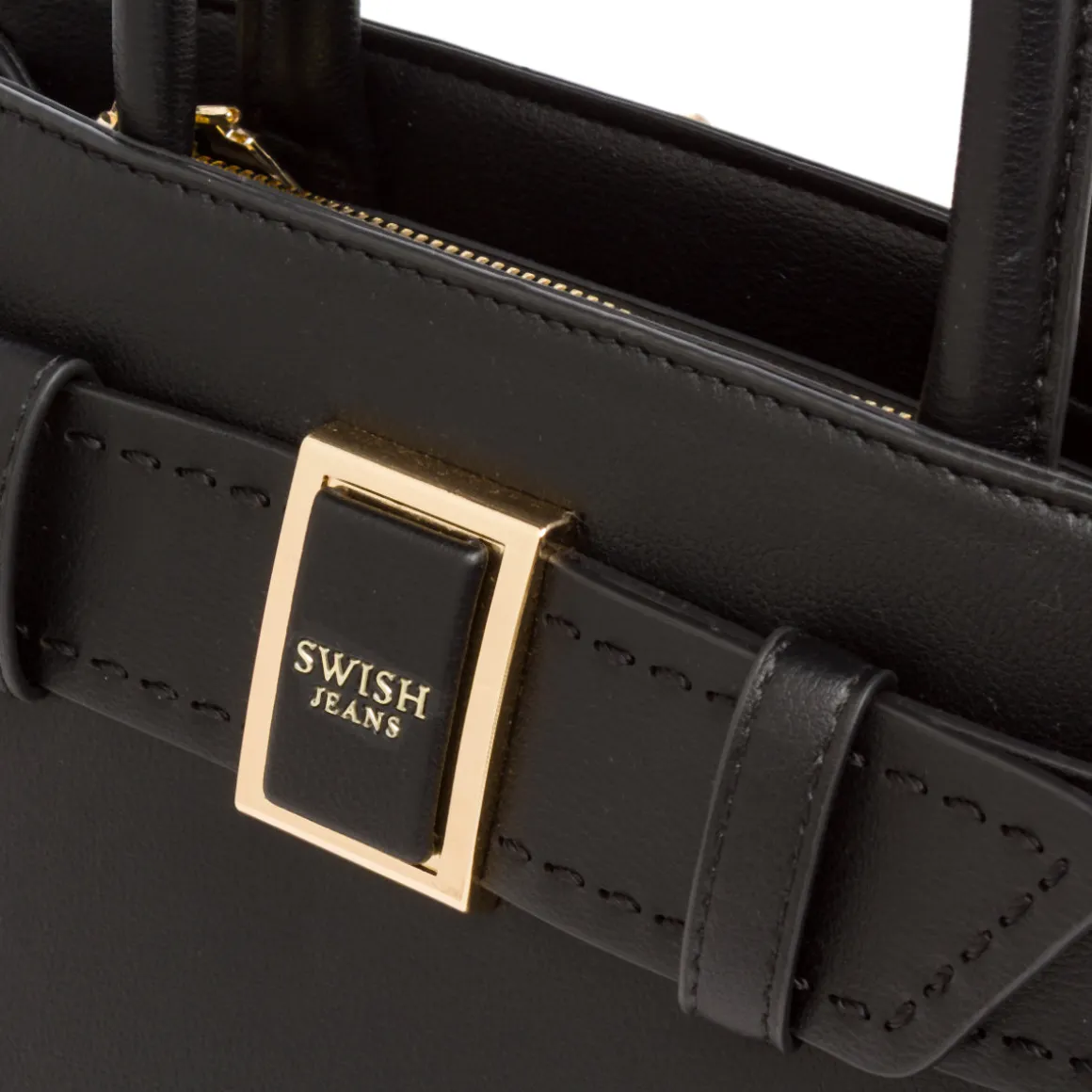 Borsa a Mano da Donna Nera con Fibbia Elegante Swish Jeans