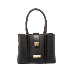 Borsa a Mano da Donna Nera con Dettagli Oro Lora Ferres