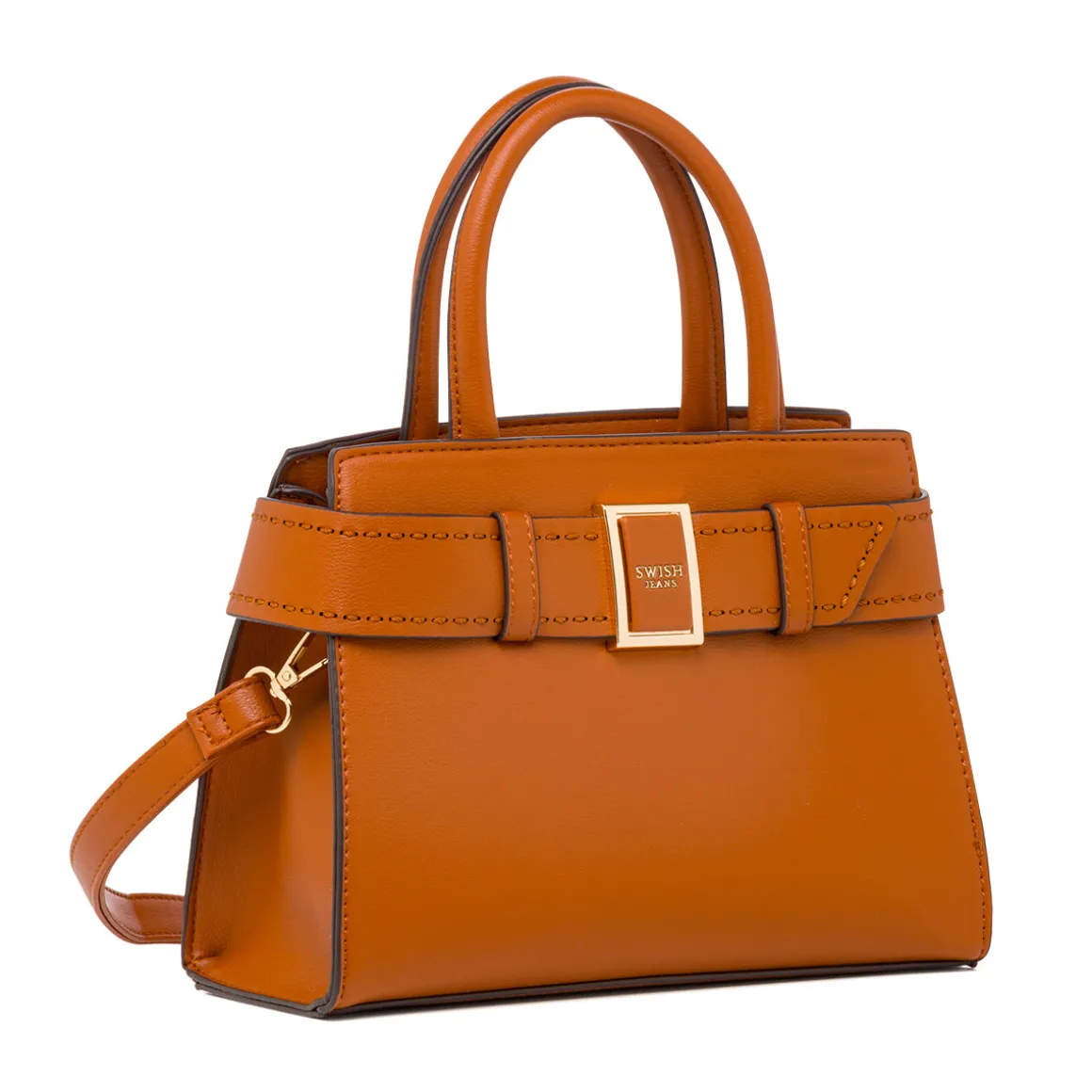 Borsa a Mano da Donna Ocra con Fibbia Elegante Swish Jeans