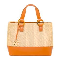Borsa a Mano in Rafia da Donna con Ciondolo rimovibile Logo Lumberjack