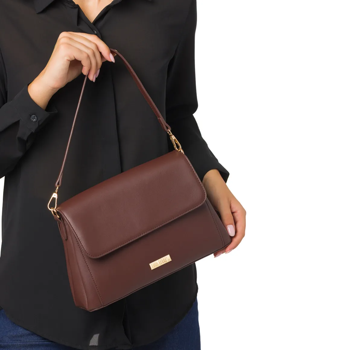 Borsa a mano marrone da Donna con logo Lora Ferres