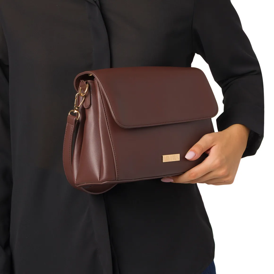 Borsa a mano marrone da Donna con logo Lora Ferres