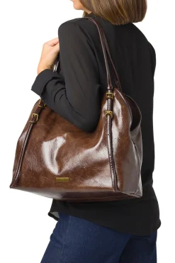 Borsa a mano marrone da Donna con dettagli in metallo Lora Ferres