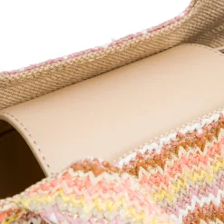 Borsa a mano multicolore da Donna effetto rafia con un pattern a zig-zag Lora Ferres