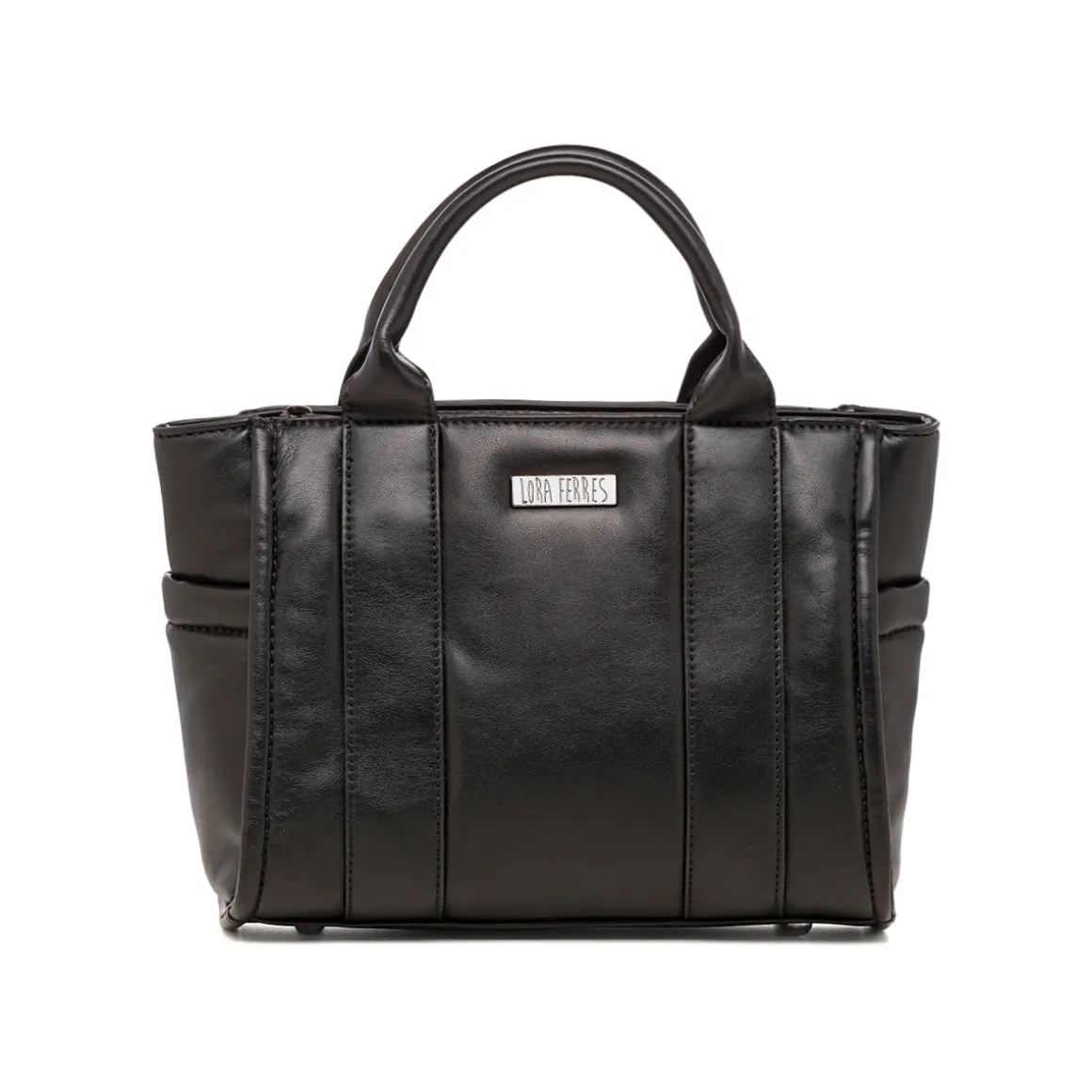 Borsa a mano nera da donna con logo Lora Ferres