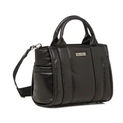 Borsa a mano nera da donna con logo Lora Ferres