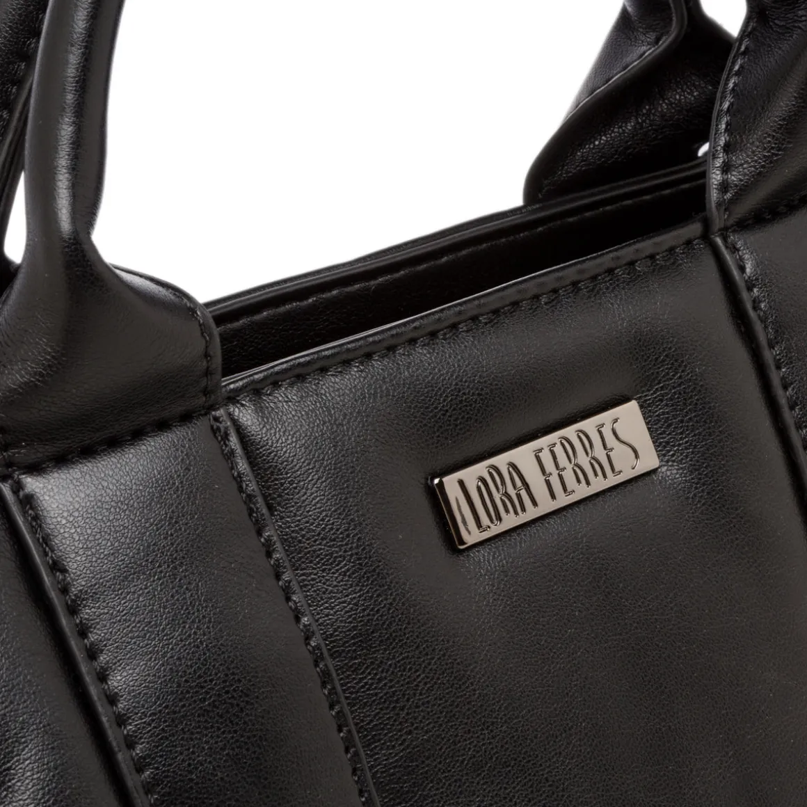 Borsa a mano nera da donna con logo Lora Ferres