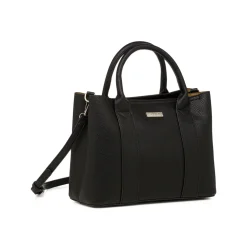 Borsa a mano nera da Donna con logo in metallo Lora Ferres