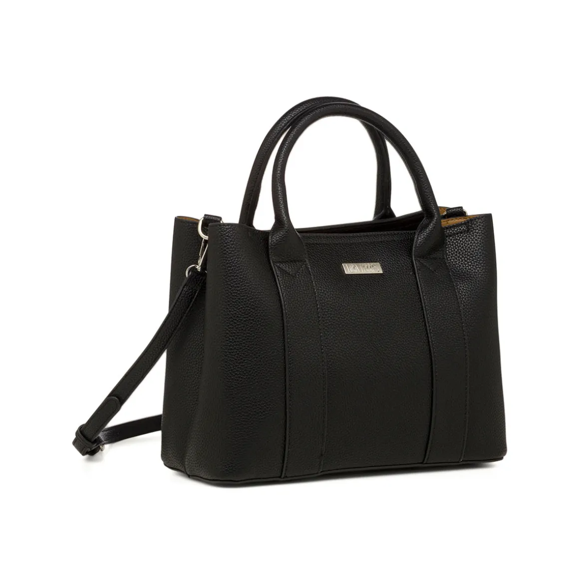 Borsa a mano nera da Donna con logo in metallo Lora Ferres