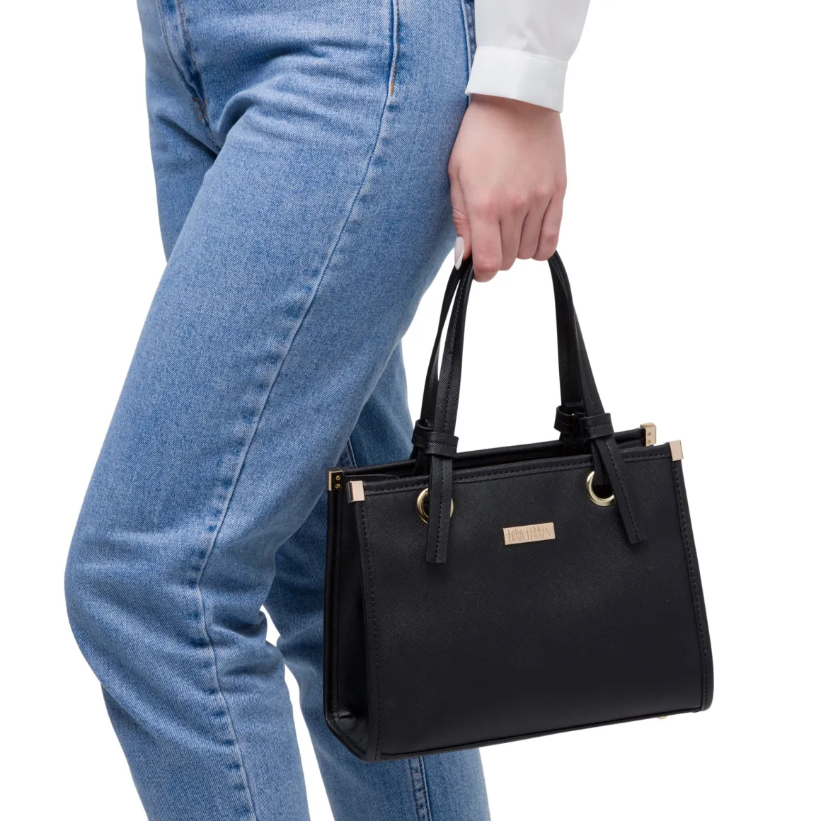 Borsa a mano nera da Donna con manico dettaglio nodo Lora Ferres