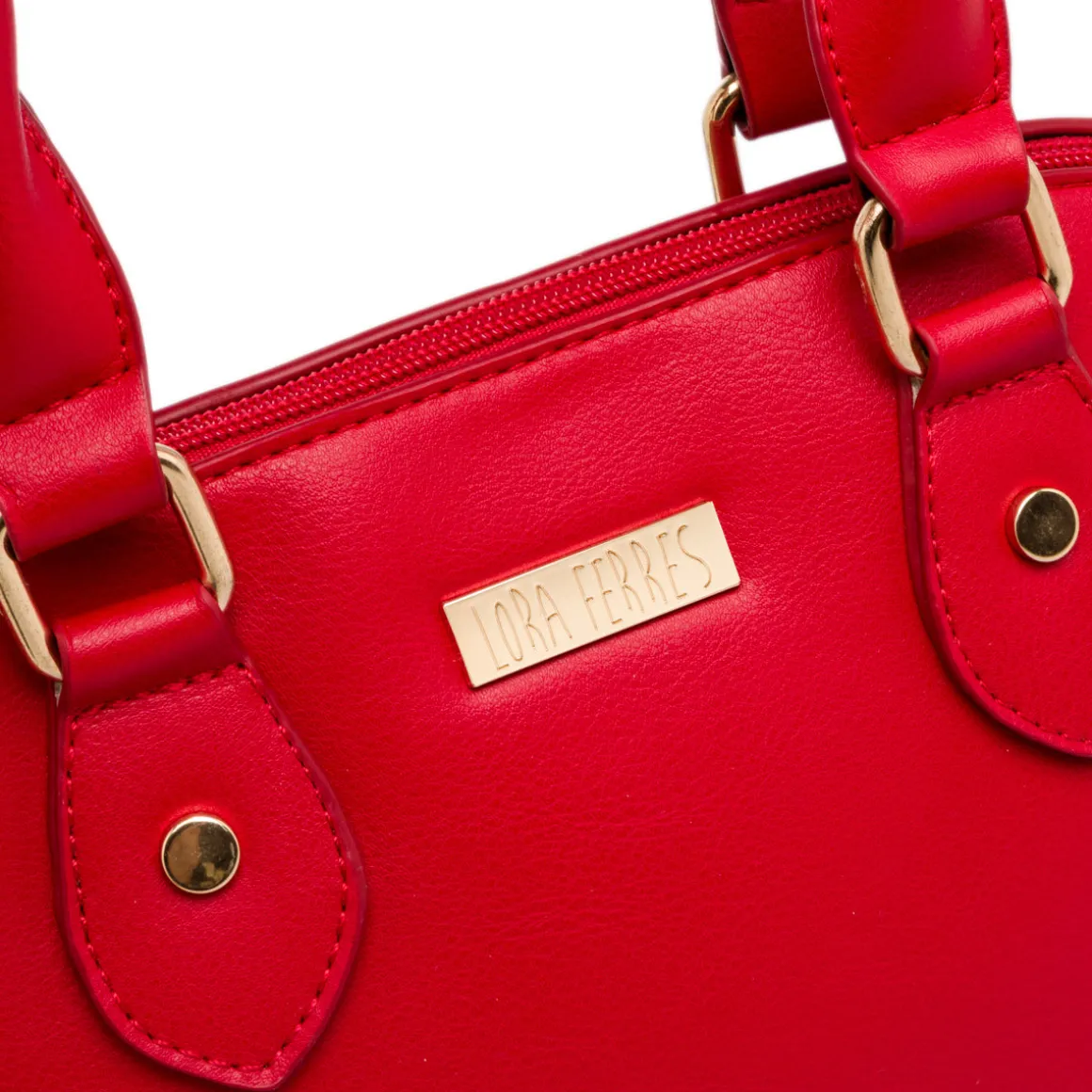 Borsa a mano rossa da Donna con inserti in metallo dorati Lora Ferres