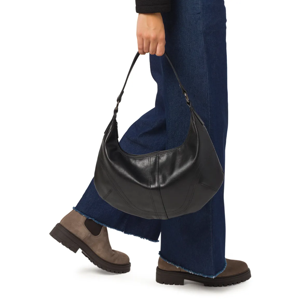 Borsa a mezzaluna nera da Donna Lora Ferres