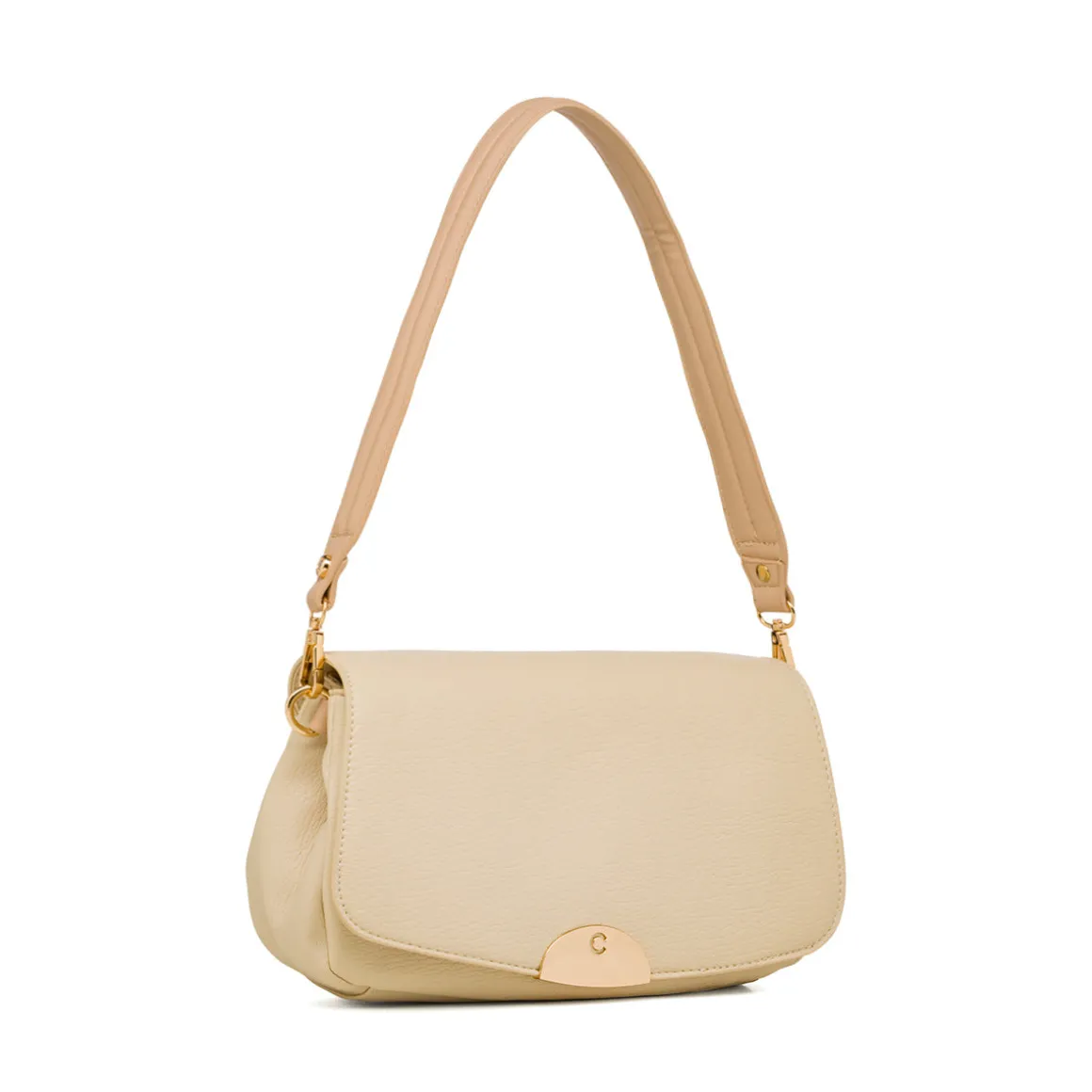 Borsa a spalla beige Carrera Jeans con logo in metallo