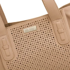 Borsa a spalla beige da Donna con dettagli traforati Lora Ferres