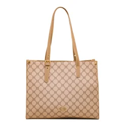 Borsa a spalla beige da Donna con dettaglio logo metallizzato Carrera Jeans