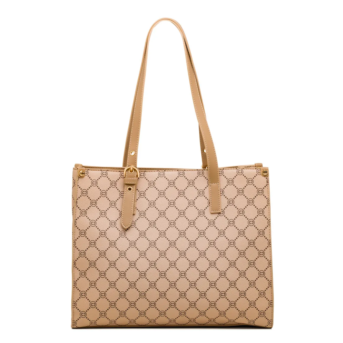 Borsa a spalla beige da Donna con dettaglio logo metallizzato Carrera Jeans