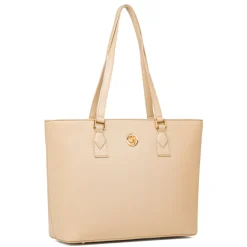 Borsa a spalla Beige da Donna con logo in metallo Carrera Jeans