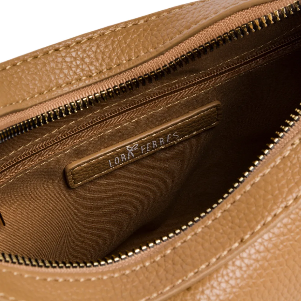 Borsa a spalla Beige da Donna con logo in metallo Lora Ferres