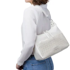 Borsa a spalla bianca da Donna con dettaglio traforato Lora Ferres