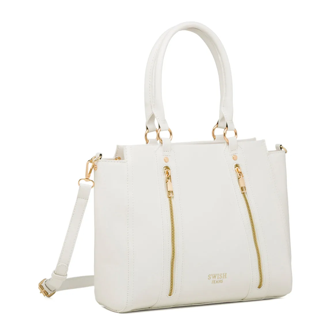 Borsa a spalla bianca da Donna con dettaglio zip Swish Jeans