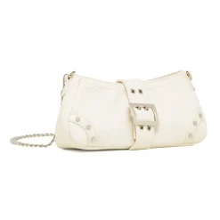 Borsa a Spalla Bianca da Donna con Borchie e Fibbia frontale Lora Ferres