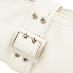 Borsa a Spalla Bianca da Donna con Borchie e Fibbia frontale Lora Ferres
