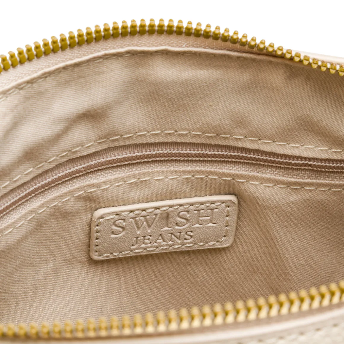 Borsa a spalla bianco off-white da Donna con catena e logo Swish Jeans