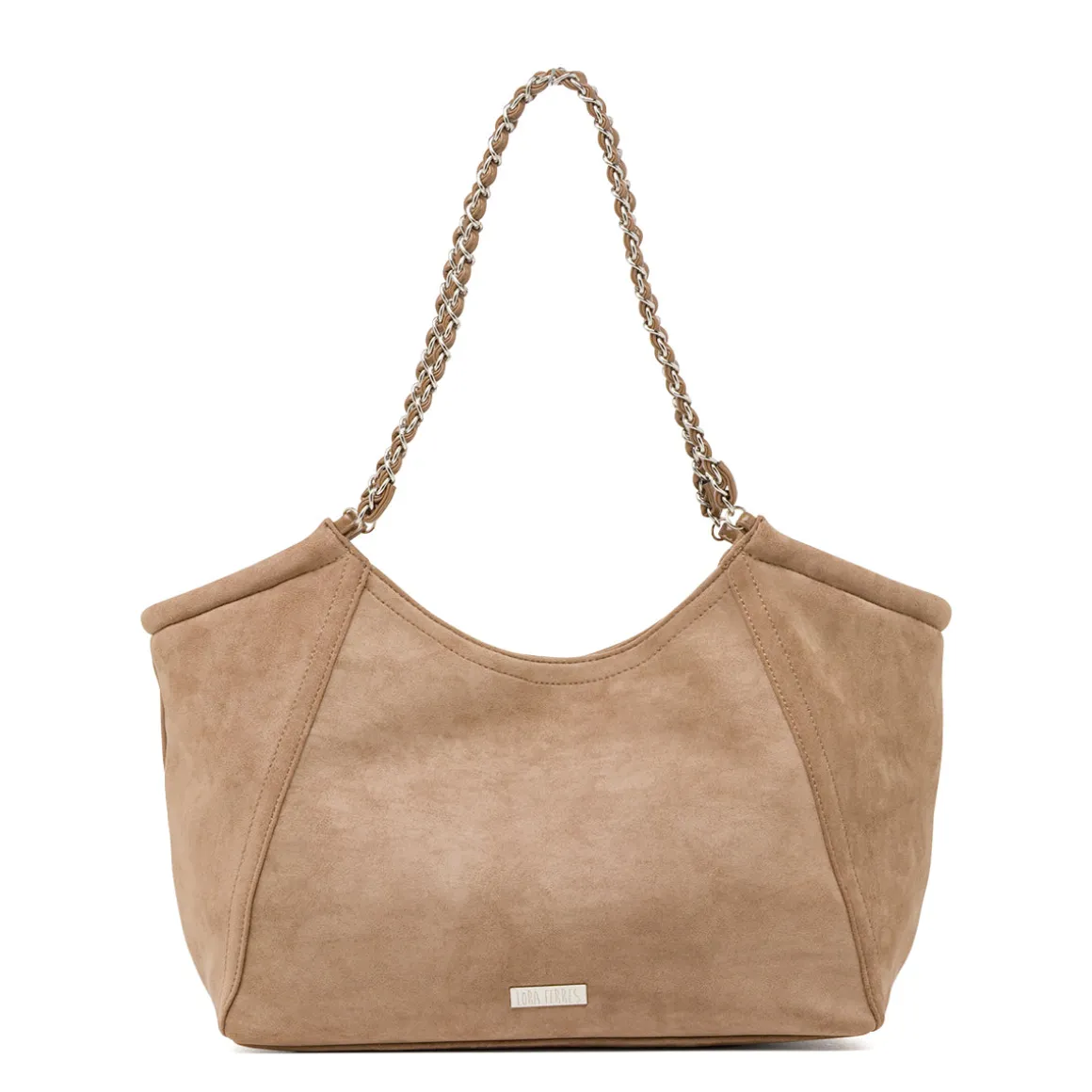 Borsa a Spalla da Donna Beige con Manico a Catena Lora Ferres