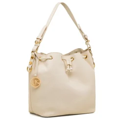 Borsa a spalla da Donna bianco off-white con dettaglio logo pendente in metallo Lumberjack