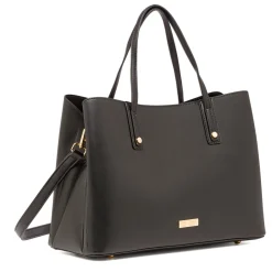 Borsa a spalla da donna Lora Ferres nera con tracolla e dettagli oro
