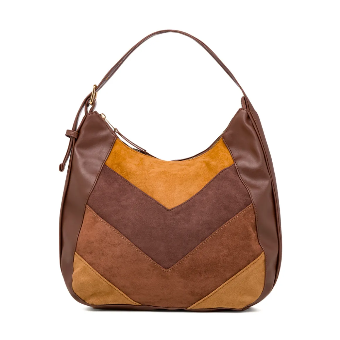 Borsa a spalla da donna marrone con dettaglio effetto scamosciato Lora Ferres