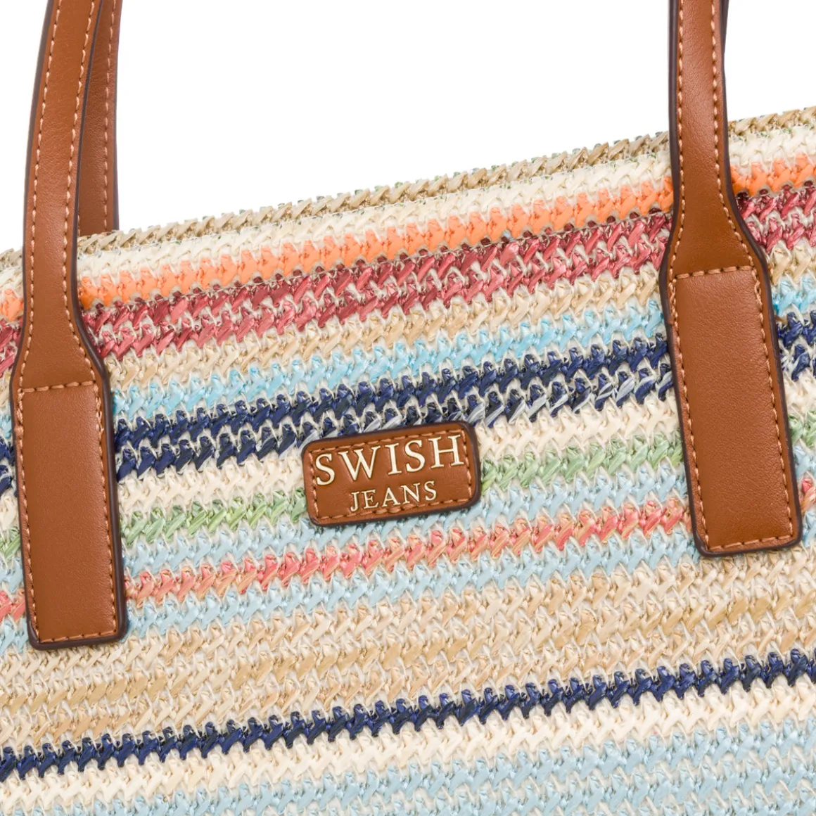 Borsa a spalla da donna multicolore effetto rafia Swish Jeans