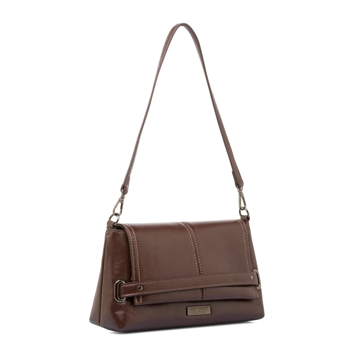 Borsa a Spalla da Donna Marrone Dettagli Metal Lora Ferres