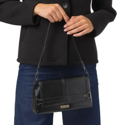 Borsa a Spalla da Donna Nera Dettagli Metal Lora Ferres
