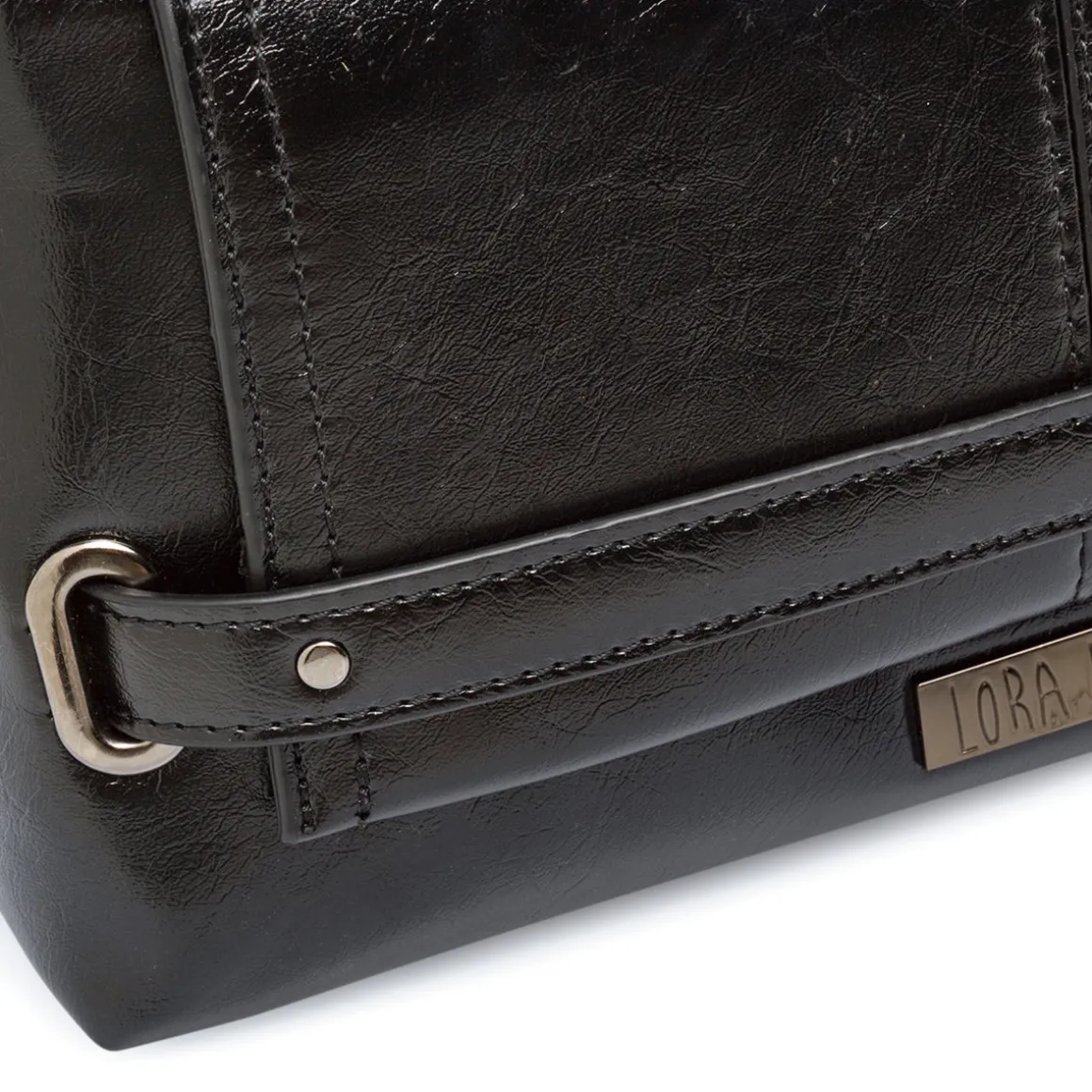 Borsa a Spalla da Donna Nera Dettagli Metal Lora Ferres