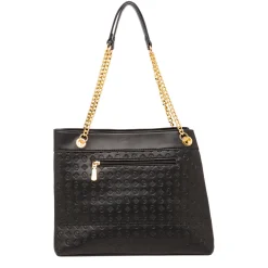 Borsa a spalla da donna nera Giulia Pieralli con logo monogram
