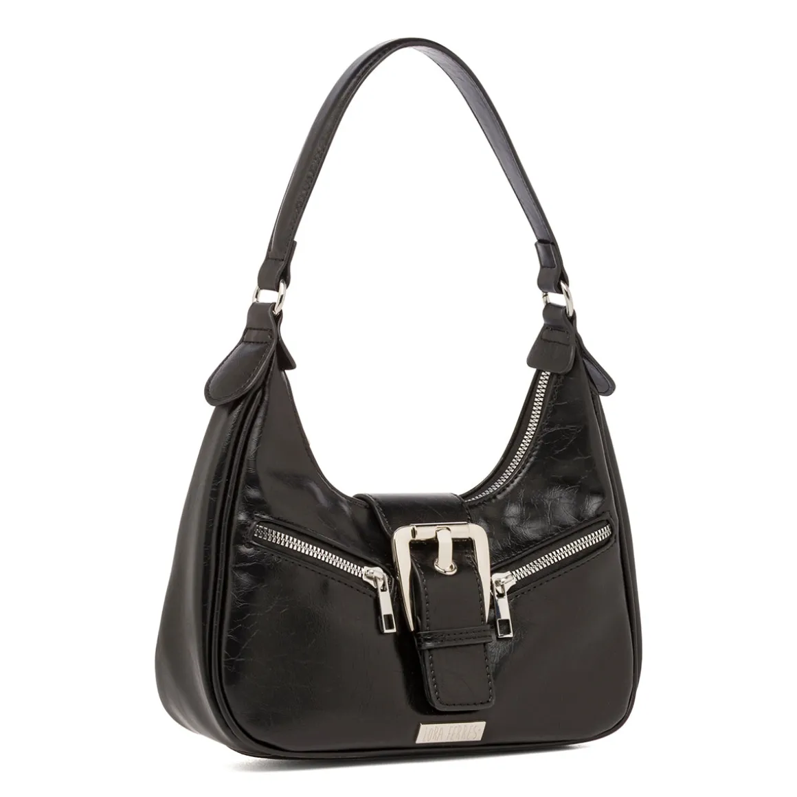 Borsa a Spalla da Donna Nera con Fibbia e Zip Lora Ferres