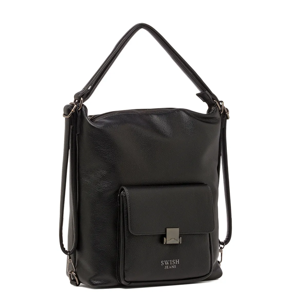 Borsa a Spalla da Donna Nera con Tasca Frontale Swish Jeans