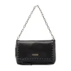 Borsa a Spalla da Donna Nera con Borchie e Catena Lora Ferres