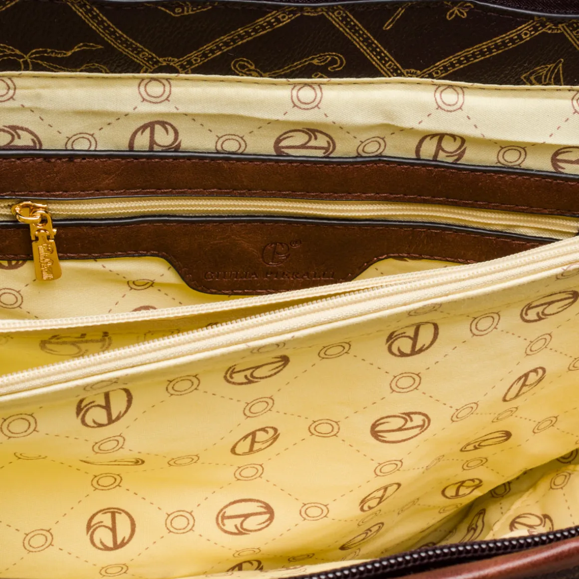 Borsa a spalla marrone da Donna con logo All Over Giulia Pieralli