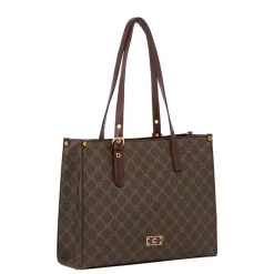 Borsa a spalla marrone da Donna con logo frontale Carrera