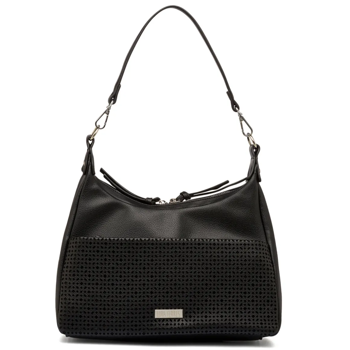 Borsa a spalla nera da Donna con dettagli traforati Lora Ferres