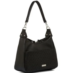 Borsa a spalla nera da Donna con dettagli traforati Lora Ferres