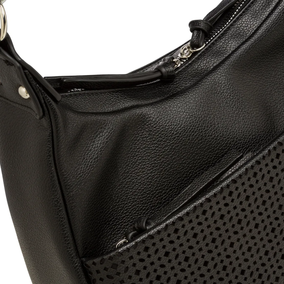 Borsa a spalla nera da Donna con dettagli traforati Lora Ferres
