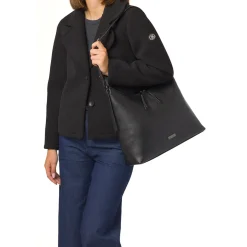 Borsa a spalla nera da Donna con zip e logo Lora Ferres