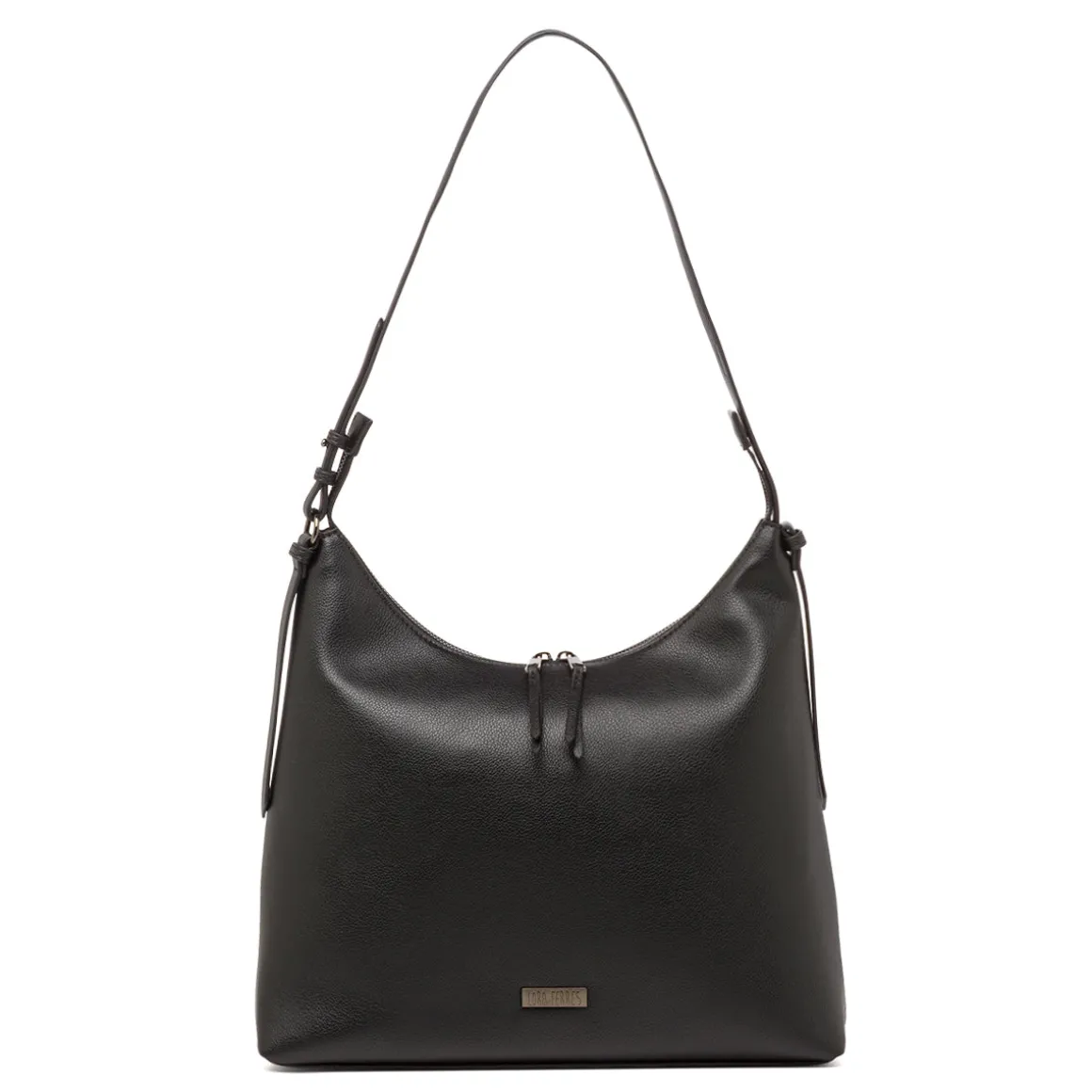 Borsa a spalla nera da Donna con zip e logo Lora Ferres