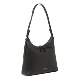Borsa a spalla nera da Donna con zip e logo Lora Ferres