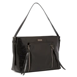 Borsa a spalla nera da Donna con zip Lora Ferres